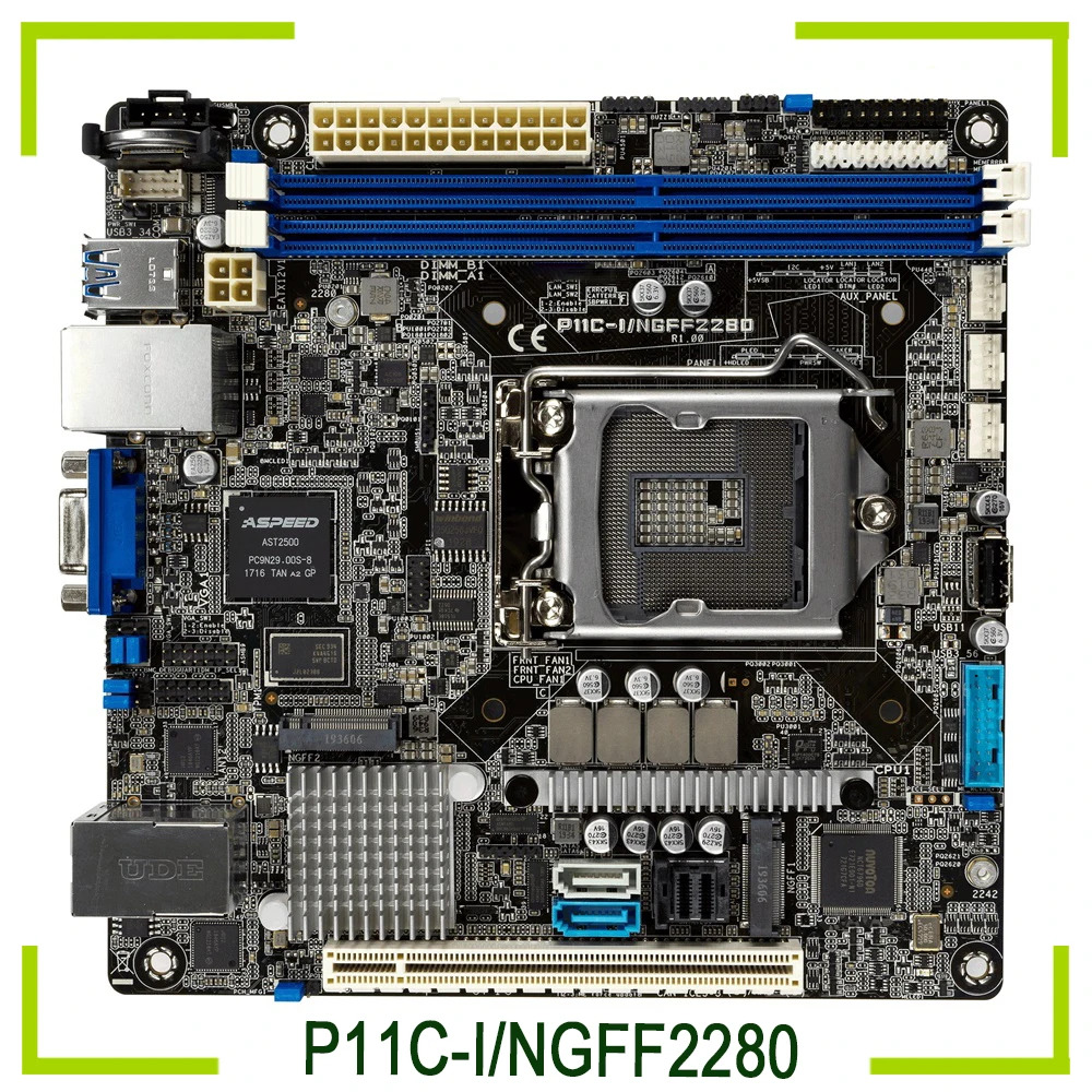 ASUS호환 서버 마더보드 C242 M.2 듀얼 포트 기가비트mini-ITX P11C-I ITX P11C-I/NGFF2280