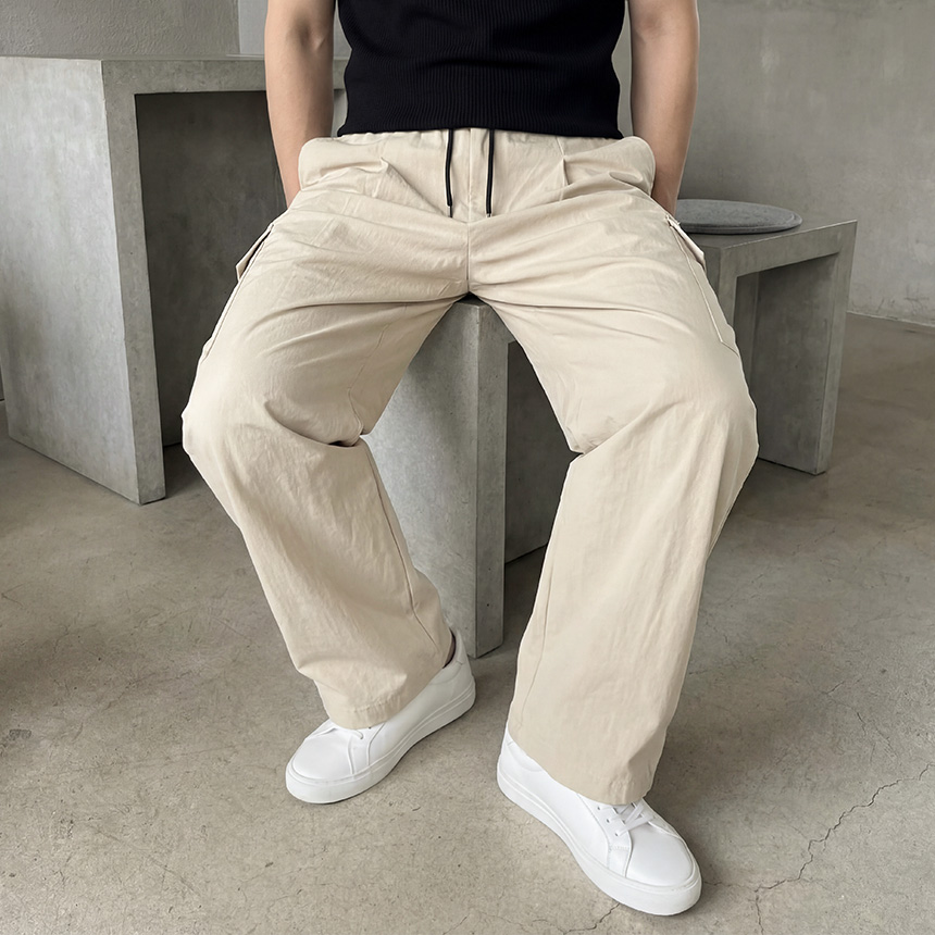 남자밴딩팬츠 남자카고팬츠 핀턱와이드 - 상세 이미지 5