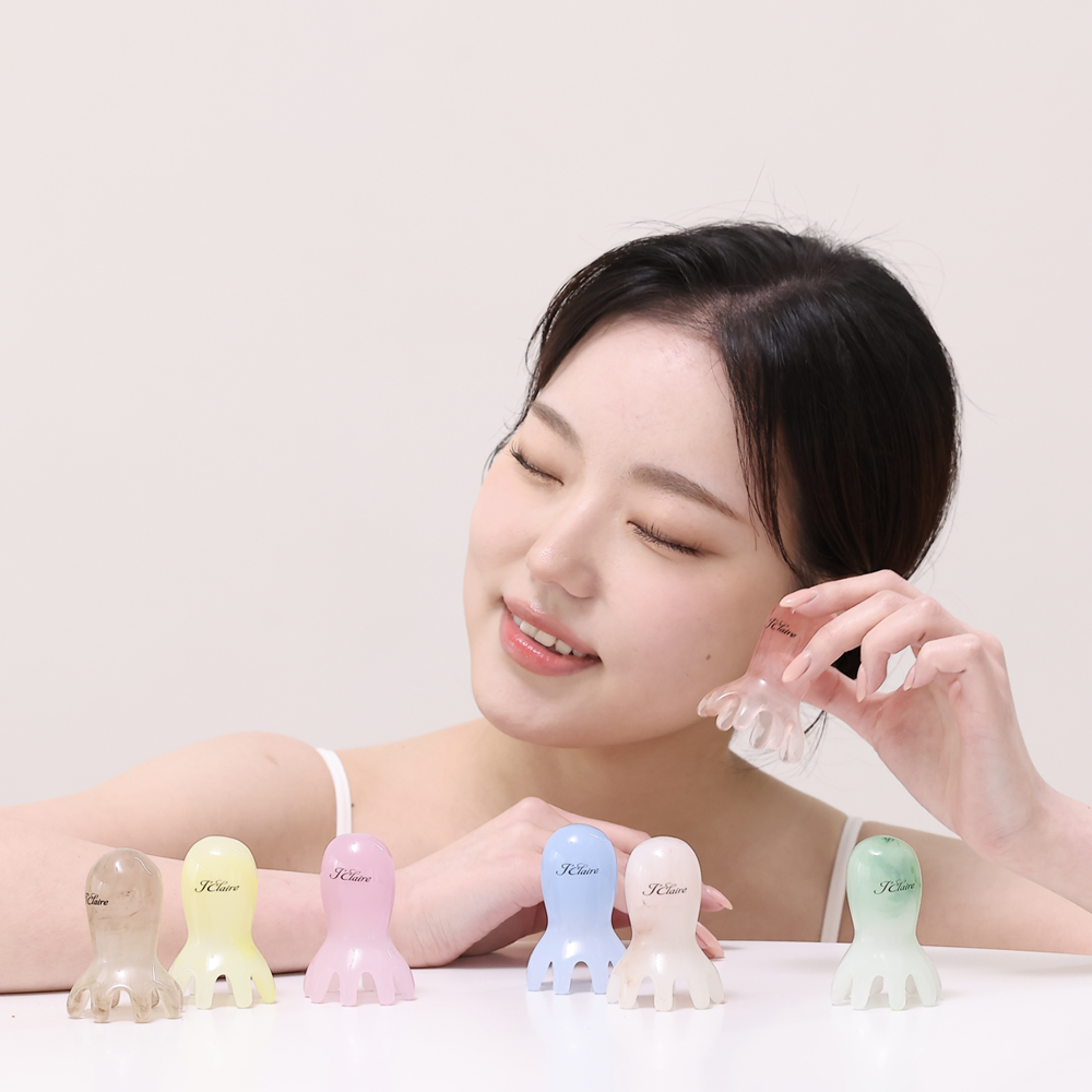 1+1 제이끌레르 문어 두피 괄사 마사지기 머리 지압 승모근 빗 림프 순환 경락 상품 이미지
