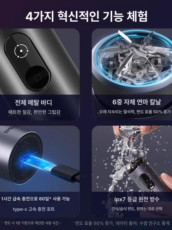 두리 휴대용전기면도기 충전 미니 T3 방수 패키지 1 T3블랙+블레이드 1개 - 상세 이미지 4