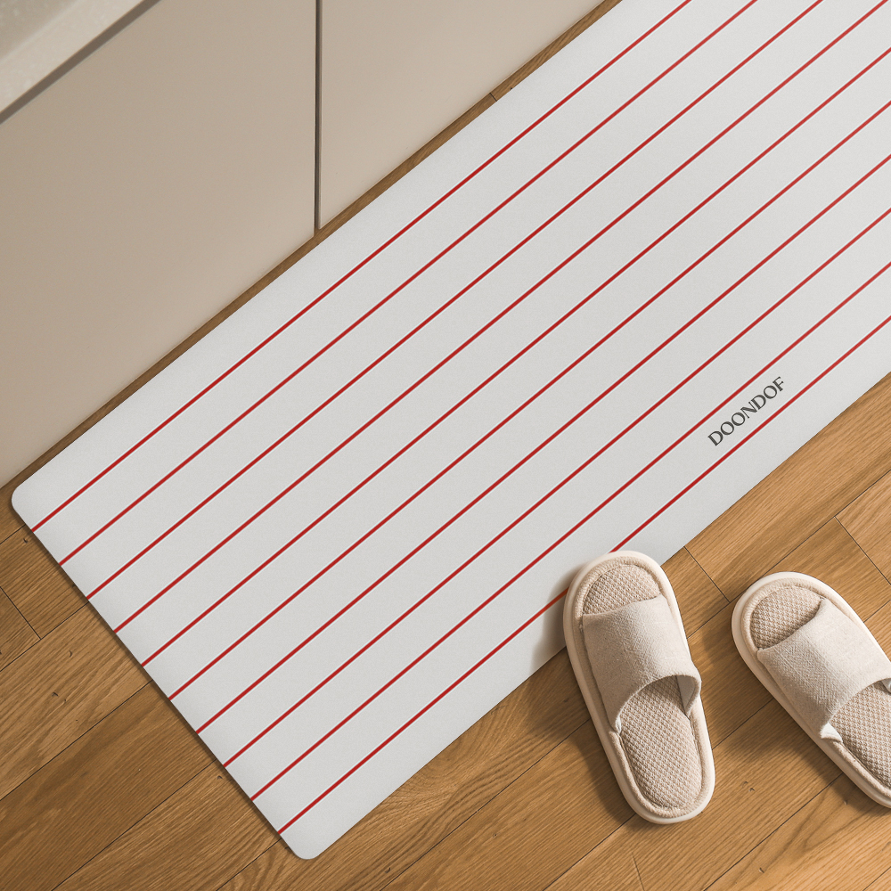 도온도프 주방 매트 빨아쓰는 규조토 발매트 욕실 현관 베란다 싱크대 레드, 45x120cm