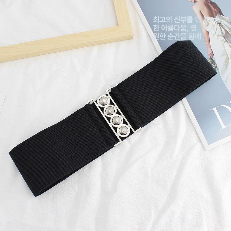 버클 라인댄스벨트 메탈 빅사이즈 밴딩벨트 장식 드레스 블랙 너비 7.5cm - 상세 이미지 2