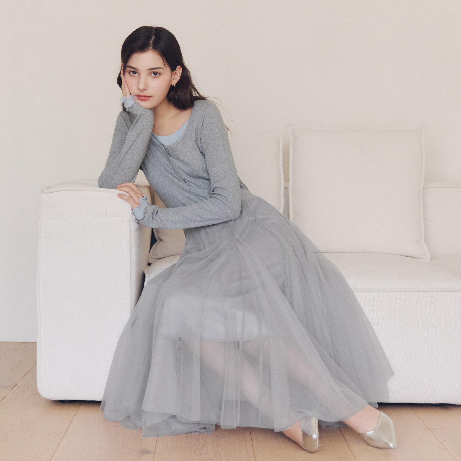 [제로스트릿][4컬러] 롱 플레어 샤 스커트 LONG FLARE SHA SKIRT 이미지 8
