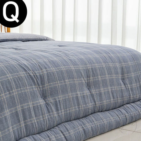 RI협력사 RNA 베이직체크 차렵이불 퀸 블루 마이크로화이바이불