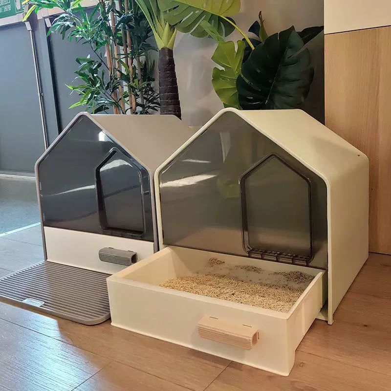 고양이 화장실 서랍형 냄새방지 스크레이퍼 배변통 모래삽 씨뷰에디션 젠틀맨 엘레강트 그레이 - 상품 이미지