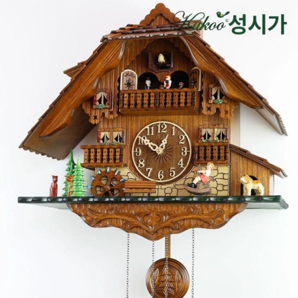 클래식 뻐꾸기시계 독일 스위스 엔틱 거실 시계 커플 고정형 로마 목판 17inch - 상세 이미지 2