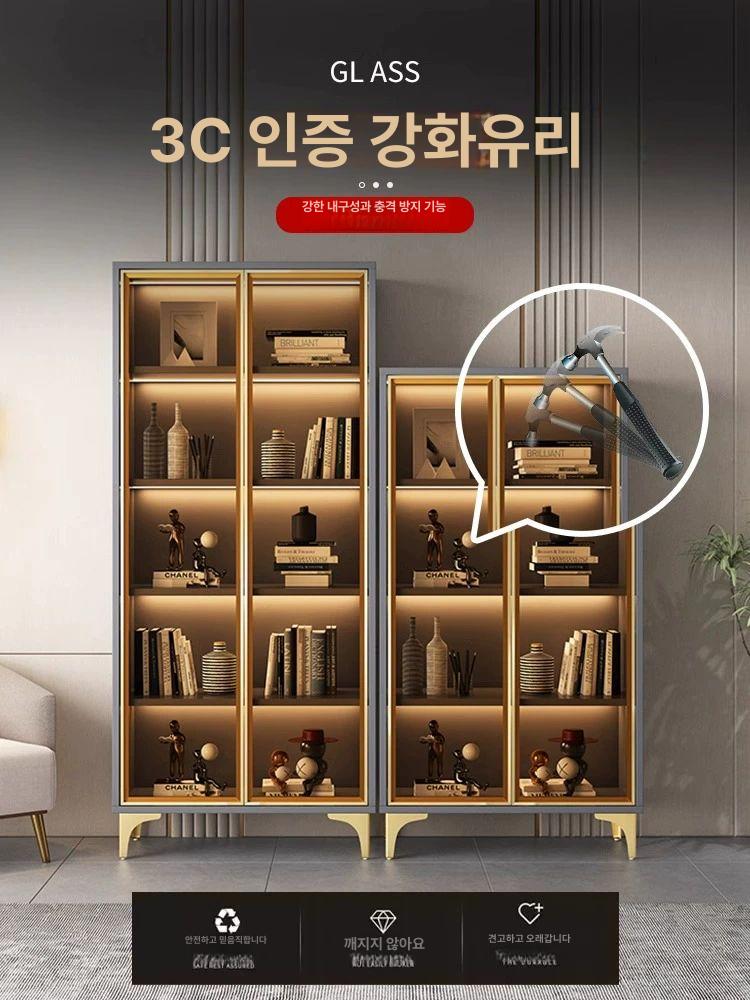 양주 와인 보관함 진열장 도어형 피규어 틈새 수납장 5칸 60길이 그레이 골드 도어 - 상세 이미지 4