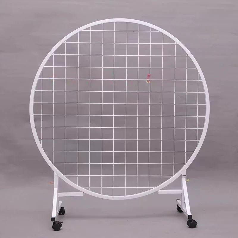 작품 격자 철제 메쉬 전시 이동식 네트망 디스플레이 화이트 지름 120cm - 상품 이미지
