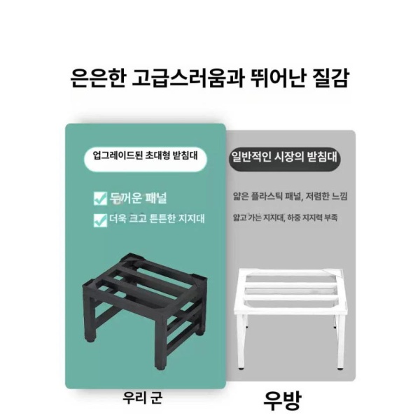 프리미엄 세탁기 받침대 바퀴 드럼 소음방지 통돌이 중형 베란다 검정프레임일반형 - 상세 이미지 3