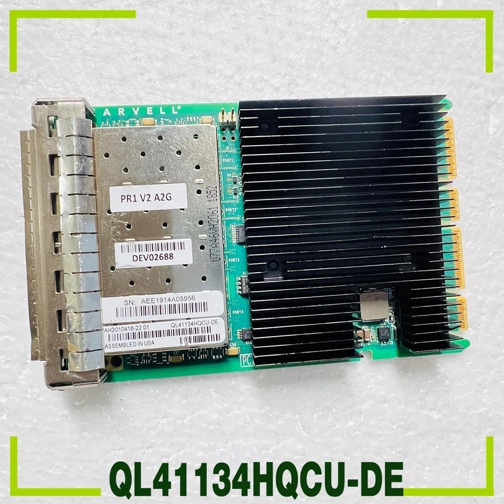 QLogic 047W4V NP0K8 SFP 4 포트기가비트 광섬유 네트워크 카드 QL41134HQCU-DE