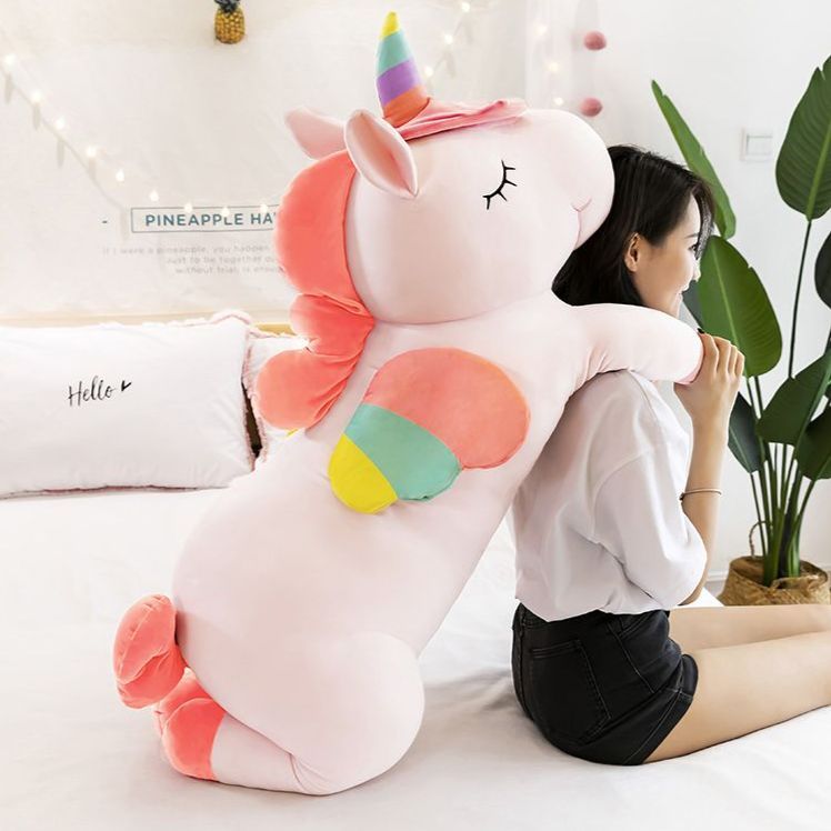 대형 100cm 롱쿠션 유니콘 긴베개 애착인형 바디필로우 쿠션 - 상품 이미지