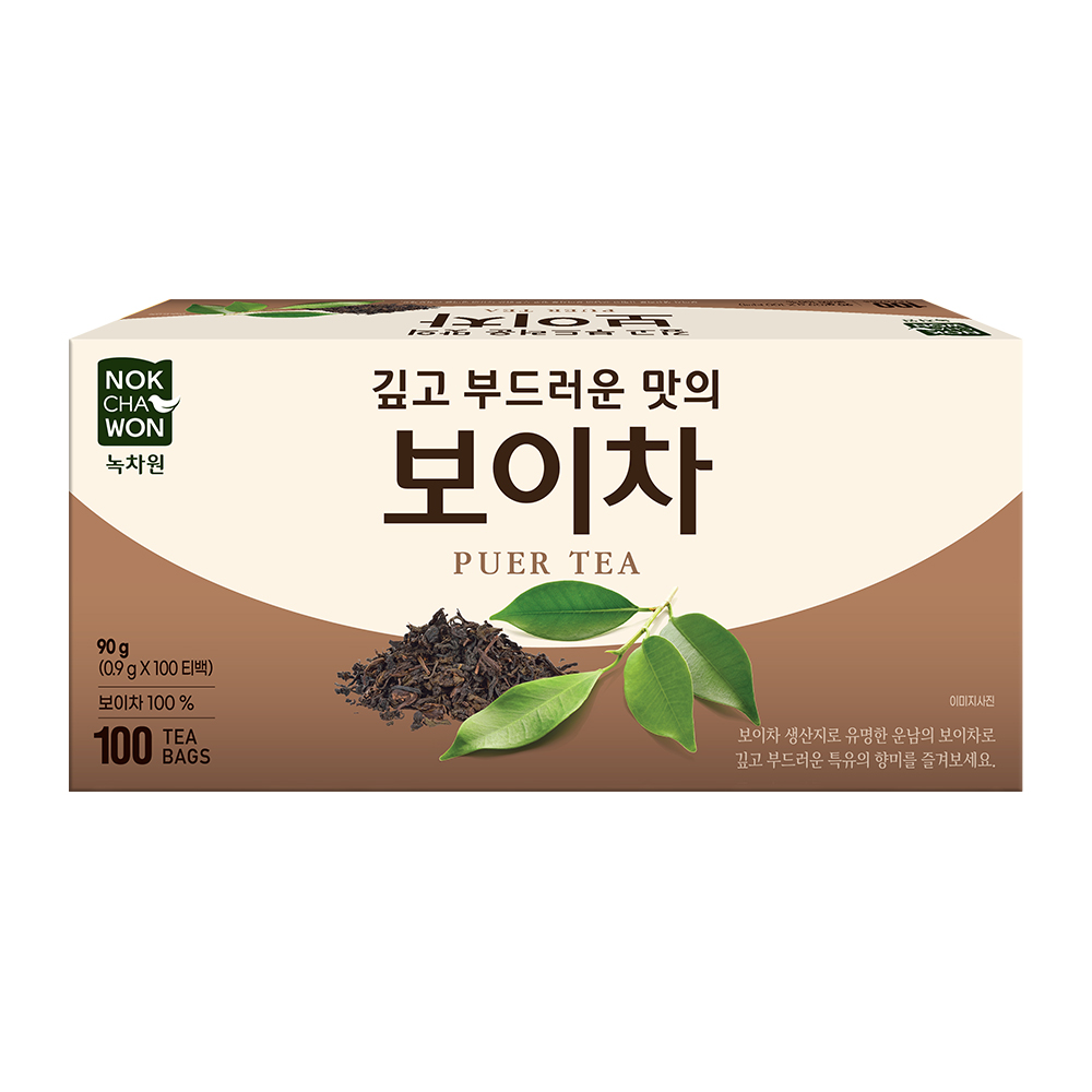 [녹차원] 대용량 보이차 100티백 후발효차 가정용 사무실용 - 상품 이미지