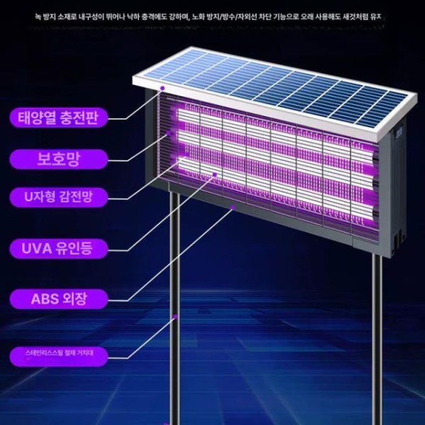 강력한 해충퇴치 무드등 충전식 모기 퇴치기 광파유도 무선 퇴치등 80W 3관 이중 충전 - 상세 이미지 5