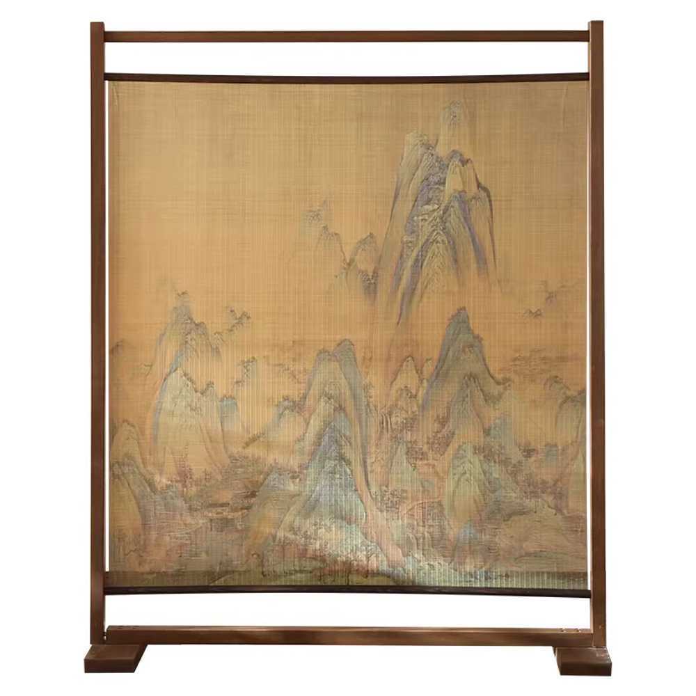 동양화 파티션 민화 가벽 전통 우드 패턴 배경 한식당 180x150cm 천리강산도 - 상품 이미지