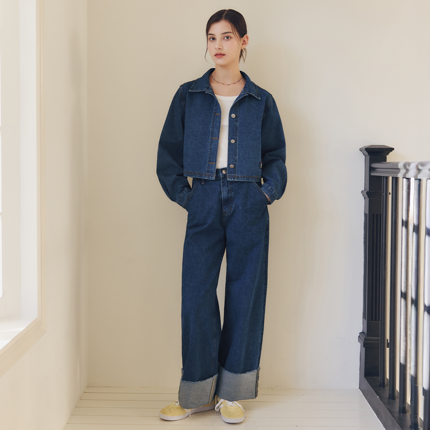 [제로스트릿] 롤업 데님 팬츠 ROLL-UP DENIM PANTS / INDIGO - 상세 이미지 2