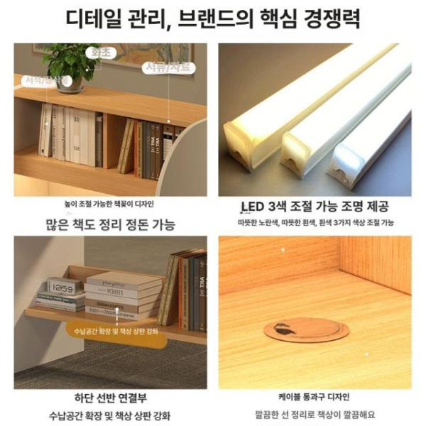 프리미엄 스터디룸 북카페 데스크 스터디카페 도서관 스카책상 저가형 E1급 85x60x120cm A - 상세 이미지 4