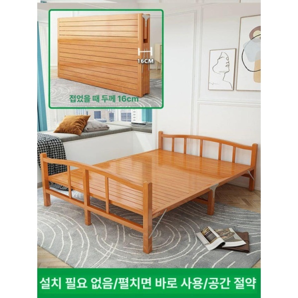 프리미엄 접이식 낮은 원목침대 자네트가구 프레임 저상형 너비 60x197CM 좁은 판 A - 상세 이미지 3