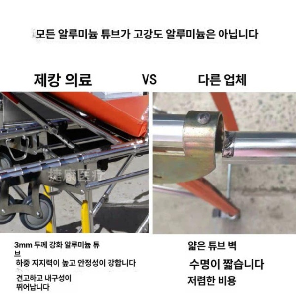 프리미엄 구급차 환자용 침대 보호자 운반 접이식 배드 의자 들것창고보조탑승 - 상세 이미지 2