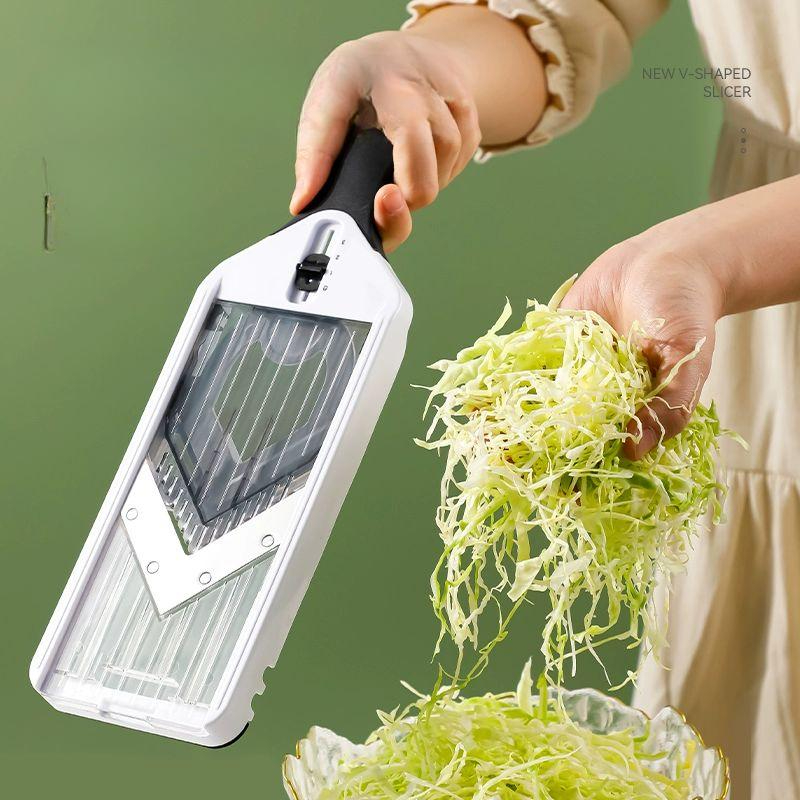 야채 슬라이서 토마토 양배추 채썰기 깍둑 썰기 분쇄기 2 3 4mm3단계조절 손 보호대 포함 - 상품 이미지