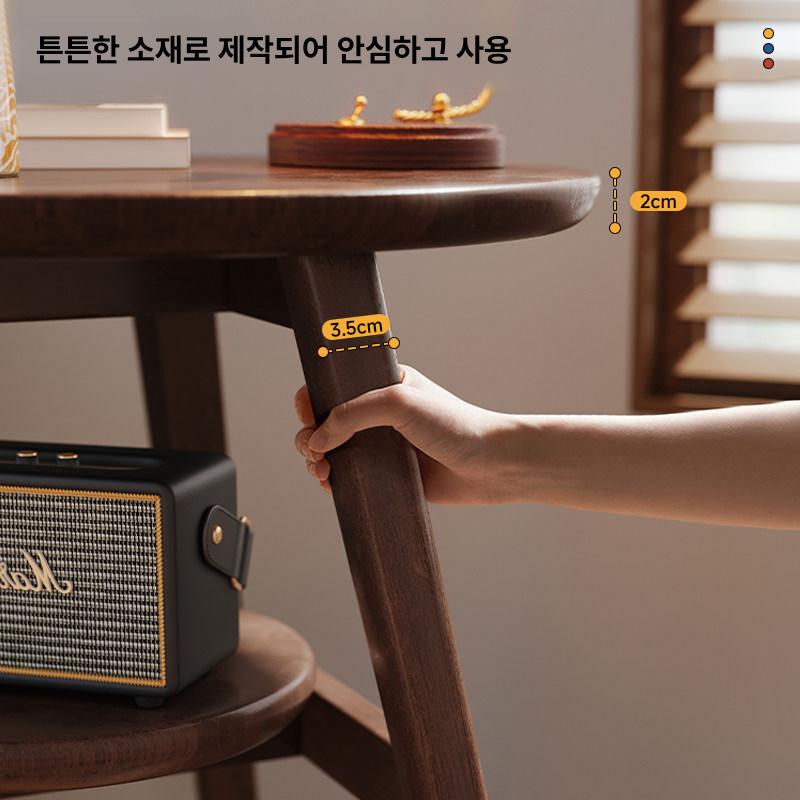 거실 침대 협탁 수납 선반 쇼파 북유럽 원형 서랍형 슬림 웨이스트 월넛 42cm - 상세 이미지 3