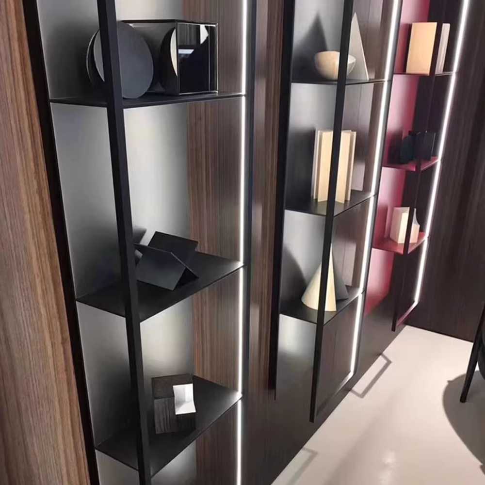 조명 선반 술 장식 진열 벽걸이 장식장 led 붙박이 35x20x180cm5단/검정+화이트 LED - 상세 이미지 3