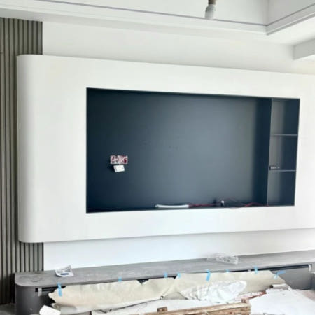 트리별직구 협력사 [해외]벽걸이 TV 장 매립식 스테인리스 선반 거실 인테리어 65인치 조합 A