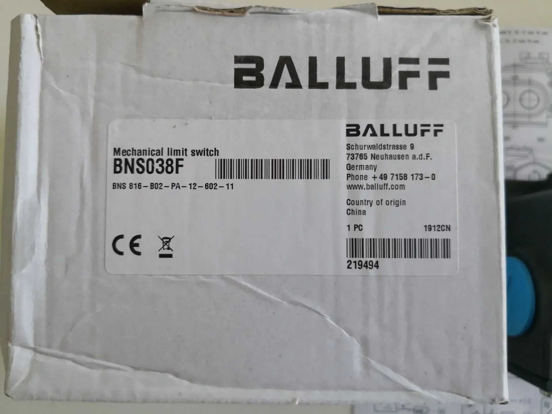 오리지널 Balluff 위치 스위치 816-B02-PA-12-602-11