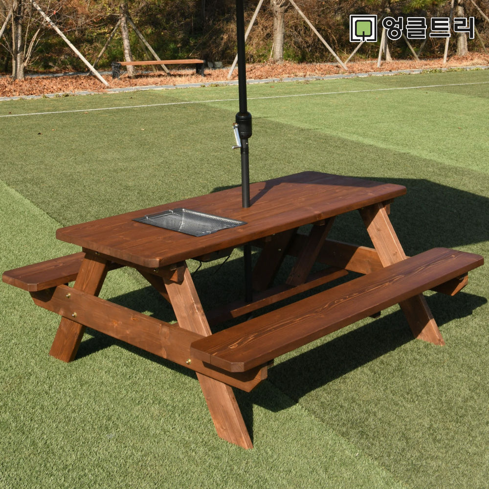 야외테이블세트 조립식 정원 카페 데크 [바베큐형]4인월넛