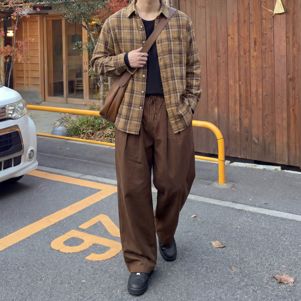 남자 체크셔츠 오버핏 캐주얼 긴팔 봄남방 이미지 7