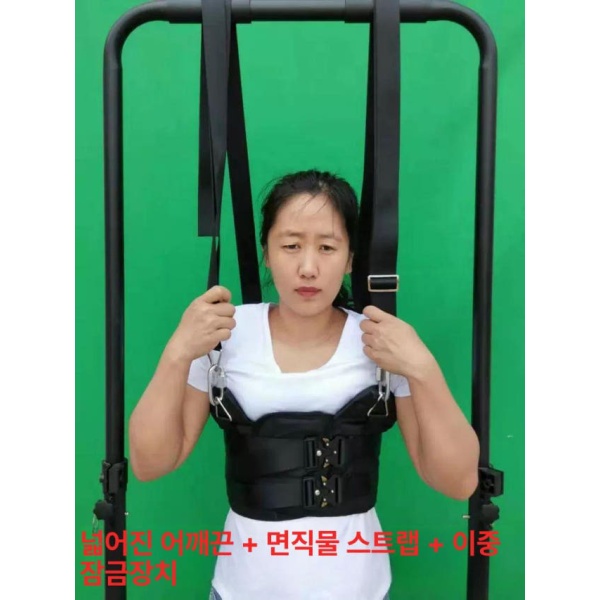 프리미엄 허리통증완화 요추견인벨트 노인 간편한 철봉 돌출 블랙슬링스탠드제외 S - 상품 이미지