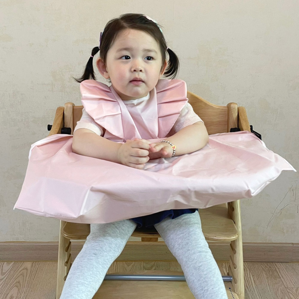 노르디코 아기턱받이 자기주도턱받이 이유식가운 국내제조 나시형 핑크 - 상품 이미지