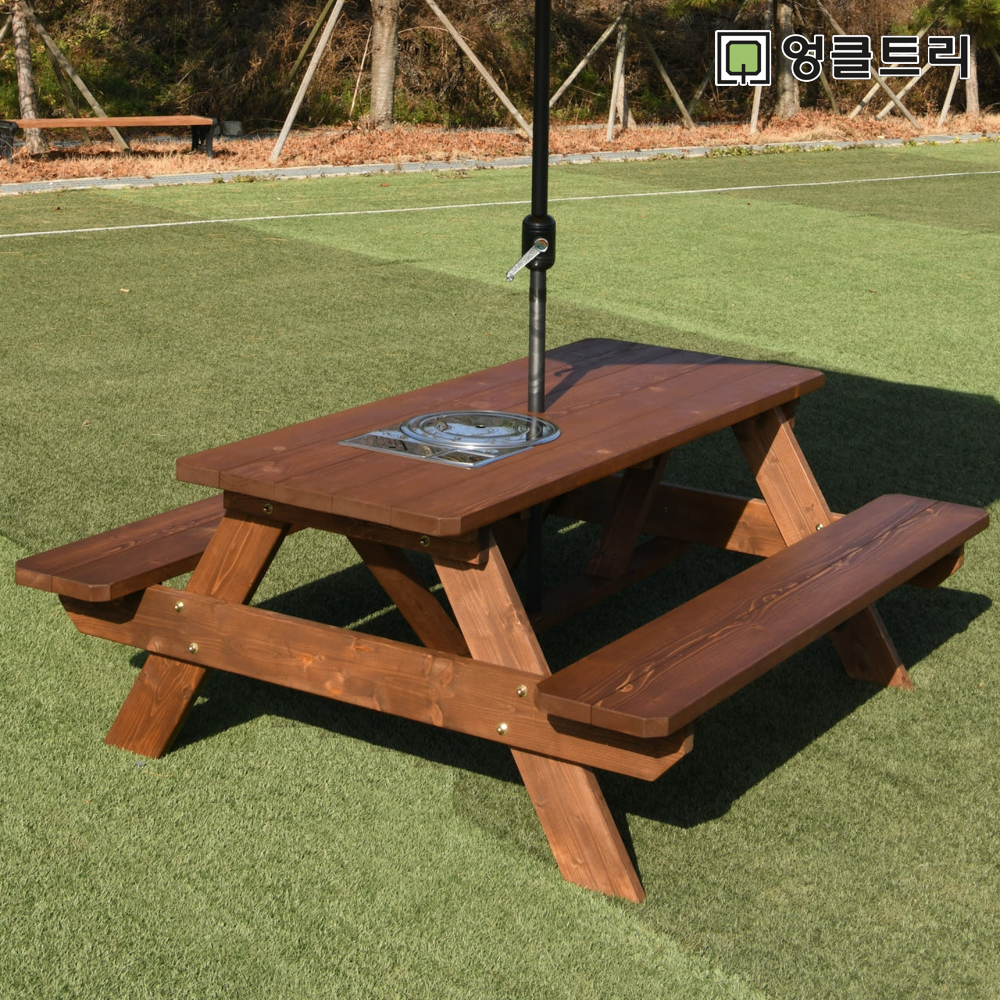 야외테이블세트 조립식 정원 카페 데크 [로스타형]4인월넛