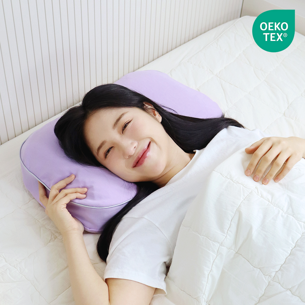 바디씨 에그젤 경추베개 거북목 일자목 옆잠 숙면 TPE 엘라머 베개 퍼플