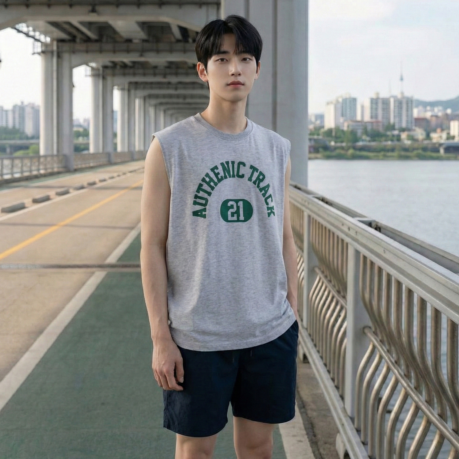 트랙 오버핏 나시 남자 민소매 남성 쿨나시 휴가 바캉스 휴양지 - 상세 이미지 3