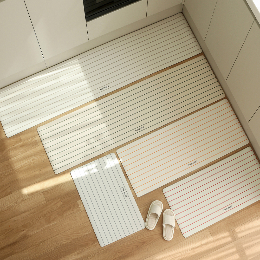 도온도프 주방 매트 빨아쓰는 규조토 발매트 욕실 현관 베란다 싱크대 도트딥그린, 45x210cm