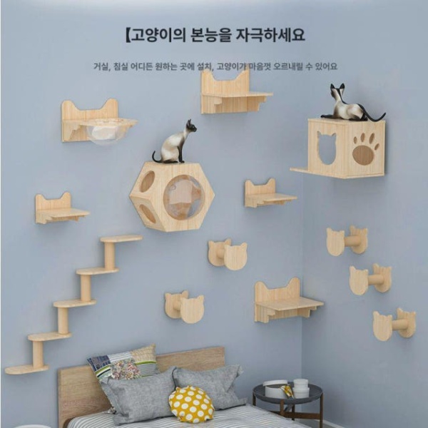 프리미엄 캣폴 벽걸이 윈도우 고양이 선반 놀이터 확장 나사 전망대 - 상세 이미지 3