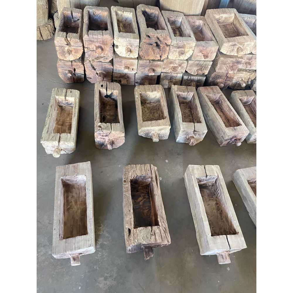 여물통 통나무 화분 나무 먹이통 가축 동물 농장 급여 50x20x10cm 손잡이 포함 소형 이미지 6