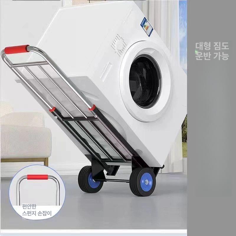 접이식 카트 구루마 손수레 끌차 시장 쇼핑 폴딩 경량 핸드카 카 무소음바퀴 녹색 - 상세 이미지 3