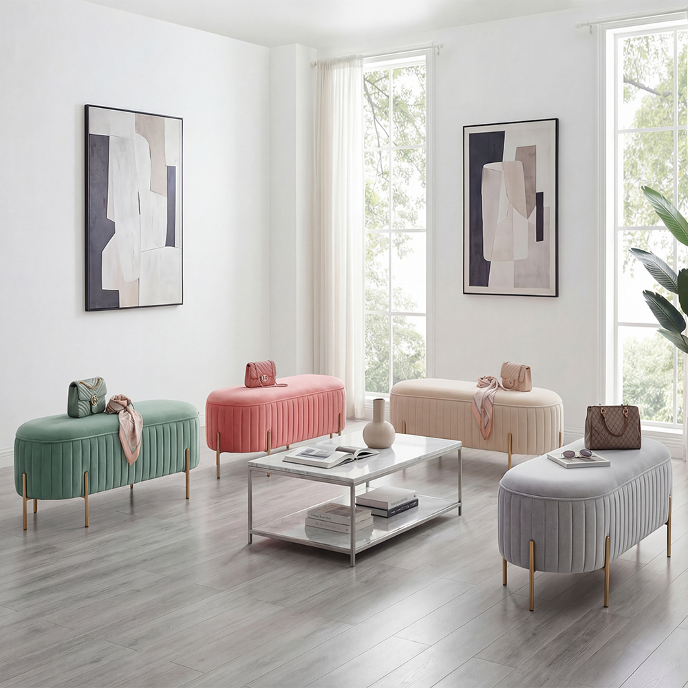 빵빵 수납쇼파 윈도우시트 수납벤치 현관 카페 의자 스툴미포함, 핑크