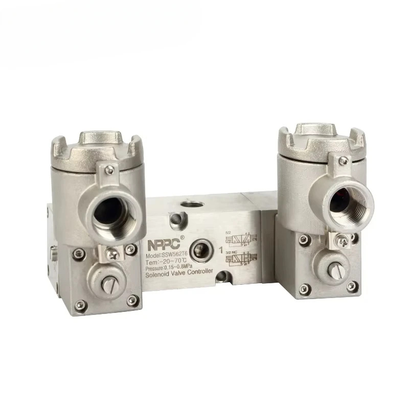 NPPC SSW562T6-08 스테인레스 스틸 SUS316 방폭 솔레노이드 밸브 더블 헤드 포트 크기 1/4 5way 또는 3 Way Factory