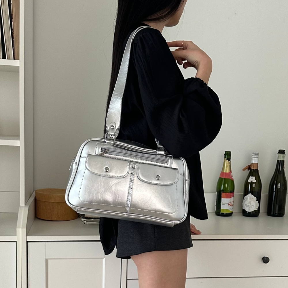 [먼슬리무드] 크로니클 데일리 숄더백 (2색상) 출근가방 보부상가방 실버 - 상세 이미지 4