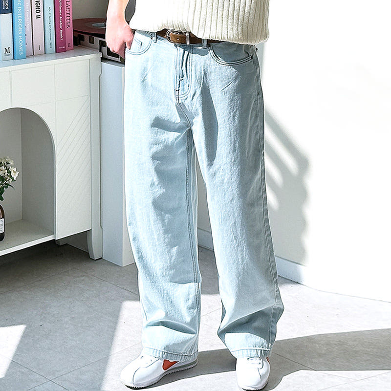핏콕 남자 와이드청바지 롱기장 데님팬츠 빅사이즈