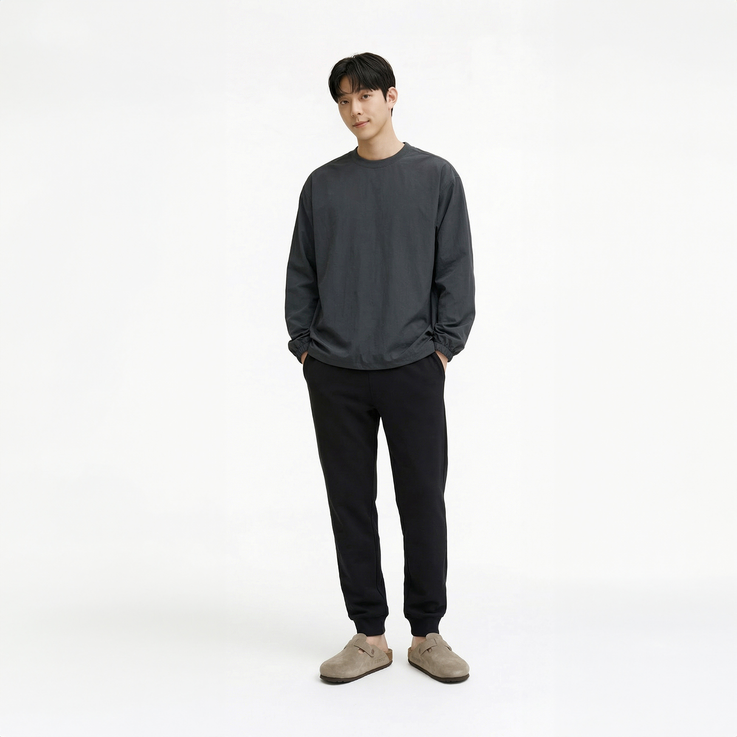 옥스타 남녀공용 라이트 윈드 우븐 맨투맨 - 상세 이미지 2
