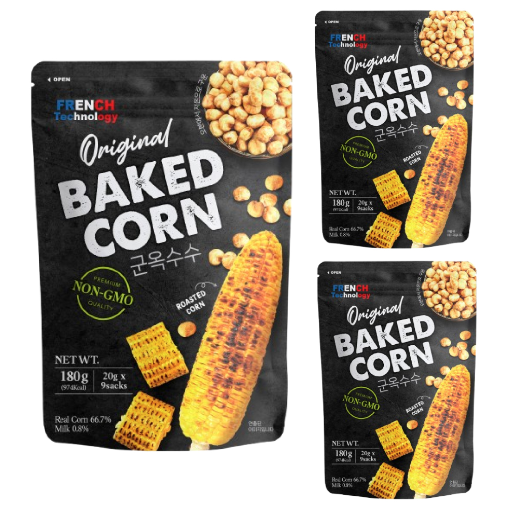 NON GMO 군옥수수 우유시즈닝 베이키드콘 오리지날180g 3봉 개별포장 - 상품 이미지