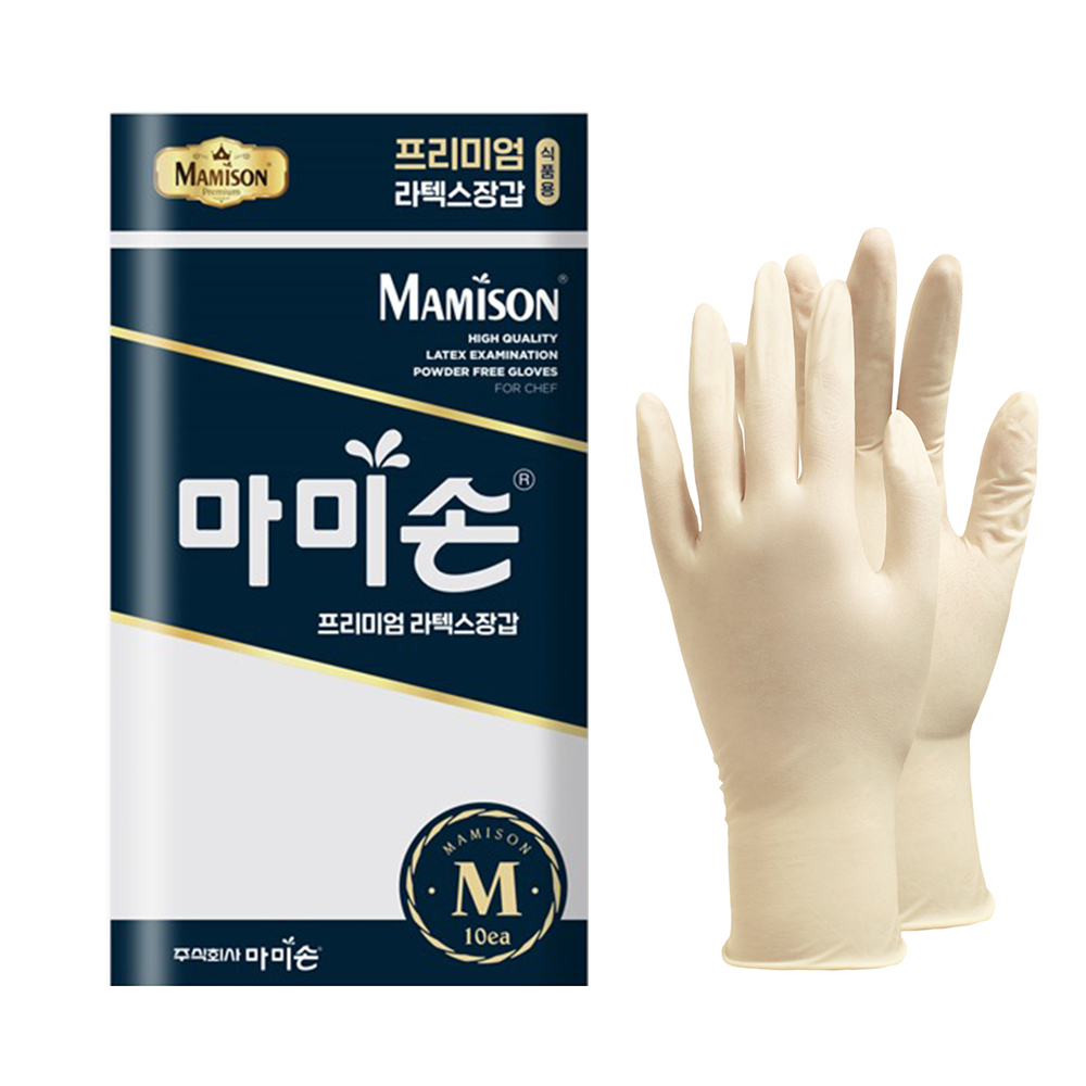 마미손 라텍스장갑 요리 장갑 판촉 일회용 식품용 위생 10매 - 상품 이미지