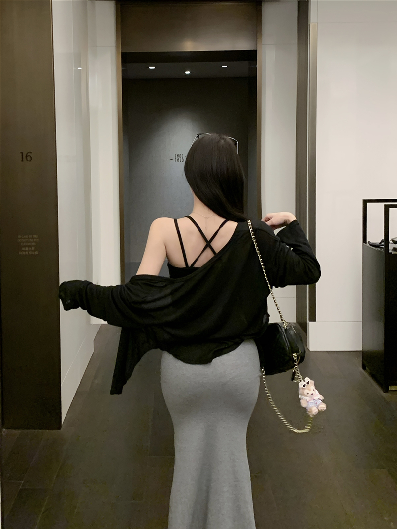 슬림가디건 나시 롱스커트 코디세트 이미지 8