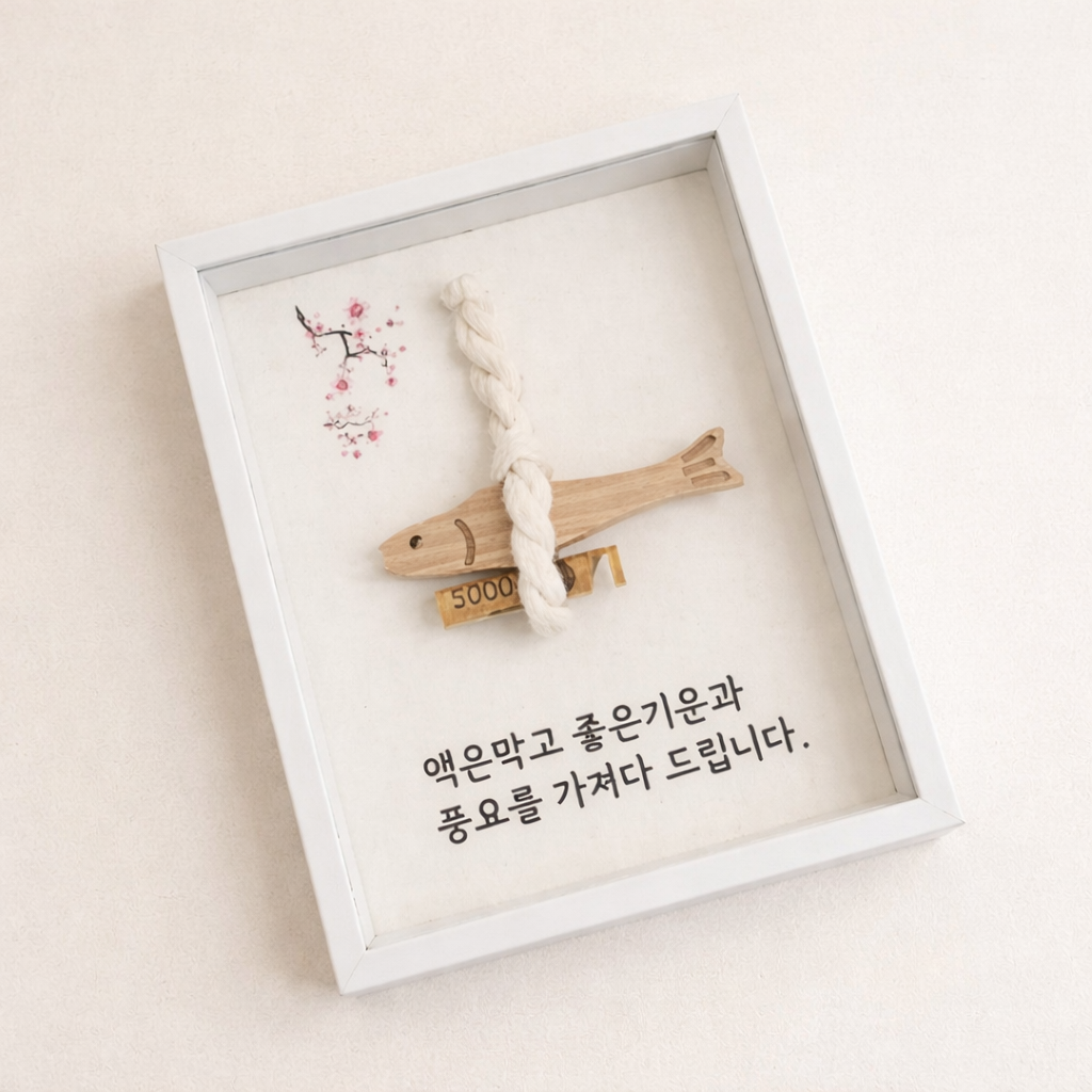 행운 액막이명태 액자 명주실 액막이 북어집들이 개업 이사 현관 사무실 축하 선물