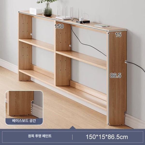 모던 원목 틈새 긴 협탁 소파 뒤 수납 선반 거실 침실 좁은공간 사이드테이블 좁은테이블 소파사이드테이블 특가 프로모션 100Lx10Wx69H 좁은 긴형 다층 수납 이미지 6
