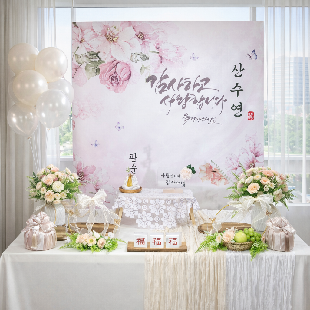 [당일발송가능] 팔순상차림 산수연 팔순상대여 셀프 80세 생신 잔치상 B06퍼플 - 상세 이미지 4