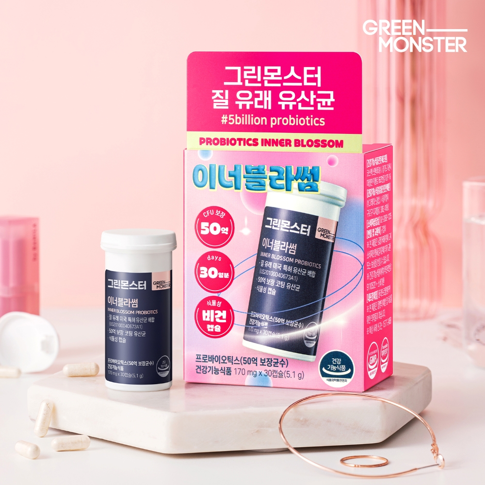 [50억 여성 질 유래 유산균] 그린몬스터 이너블라썸 (프로바이오틱스) 30캡슐, 2개 이미지 3